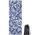 thumbnail image 1 of Blue Floral and Leaf Pattern Hot Yoga Mat Towel Non Slip for Hot Yoga - Quick-Drying Yoga Mat Cover with 4 Corner Pockets with Travel Bag - Hot Yoga Towel Non Slip 74"x26", 1 of 6