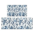thumbnail image 1 of Blue Floral Leaf Pattern Kitchen Rugs Sets Of 2,Anti Fatigue Kitchen Mat Rugs Non Slip Washable,Decorative Kitchen Floor Mats for Kitchen,Sink,Laundry,17"x30"+17"x47", 1 of 7