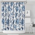 thumbnail image 1 of Blue Floral Leaf Pattern Shower Curtain 72"x84" ,Bathroom Decorative Shower Curtains Set with 12 Hooks,Modern Waterproof Washable Shower Curtain, 1 of 6