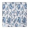 thumbnail image 1 of Blue Floral Leaf Pattern Square Fitted Tablecloth with Elastic Edge,Square Table Cover,Washable Elastic Table Cover for Home Kitchen Party Decor 34"x34", 1 of 6