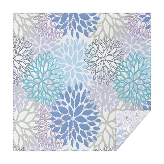 Blue Floral Leaf Pattern Square Tablecloth,Waterproof Square Table Cover,Wipeable Spillproof Washable Table Cover for Home Kitchen Party Decor 60"x60"(152x152cm)