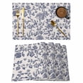 thumbnail image 1 of Blue Floral Leaf Placemats Set of 8 Retro Farmhouse Plant Tree Branch Place Mats Indoor Wipeable Table Mats Washable Cloth Dining Table Placemats for Kitchen Holiday Party Home Decor 13x19 Inch, 1 of 9