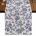 thumbnail image 1 of Blue Floral Leaf Table Runner 108 Inches Long,Retro Farmhouse Plant Tree Branch Cotton Linen Table Runners Dresser Scarves,Fabric Tabletop Scarf Furniture Cover for Home Dinner Party 13"x108", 1 of 9