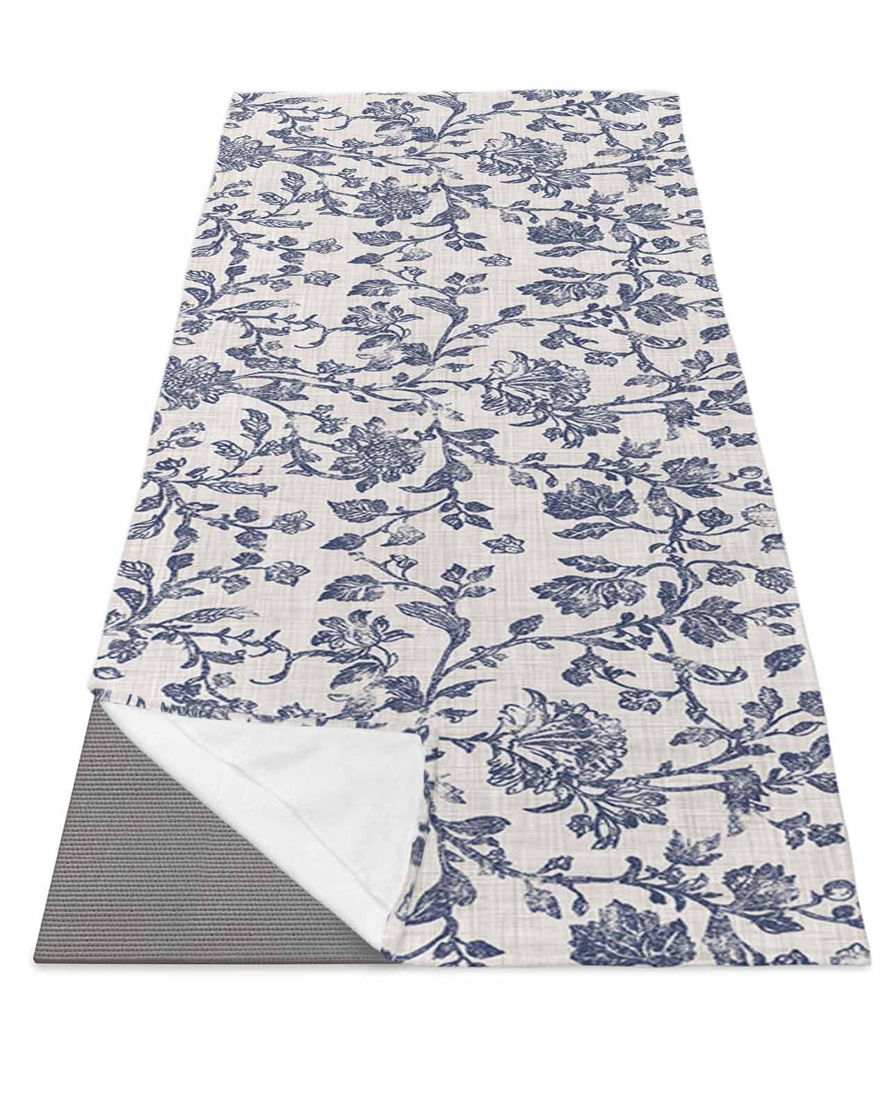 Blue Floral Leaf Yoga Towel for Hot Yoga Non Slip, Retro Farmhouse ...