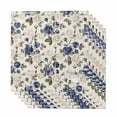 thumbnail image 1 of Blue Floral Leaves Cloth Napkins, Farmhouse Abstract Art Flowers Washable and Reusable Dinner Napkins Set of 6, Table Napkin for Kitchen Party Birthday Wedding Hotel Housewarming 20"x20", 1 of 9