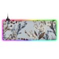 thumbnail image 1 of Blue Floral Leaves RGB Gaming Mouse Pad Large Keyboard Mat Rubber Base 13 Light Modes, 1 of 6