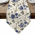 thumbnail image 1 of Blue Floral Leaves Table Runner Linen Burlap Table Runner 72 Inches Long Farmhouse Abstract Art Flowers Dresser Scarves for Kitchen Island Coffee Dining Room Party Wedding Holiday Decor 18"x72", 1 of 8