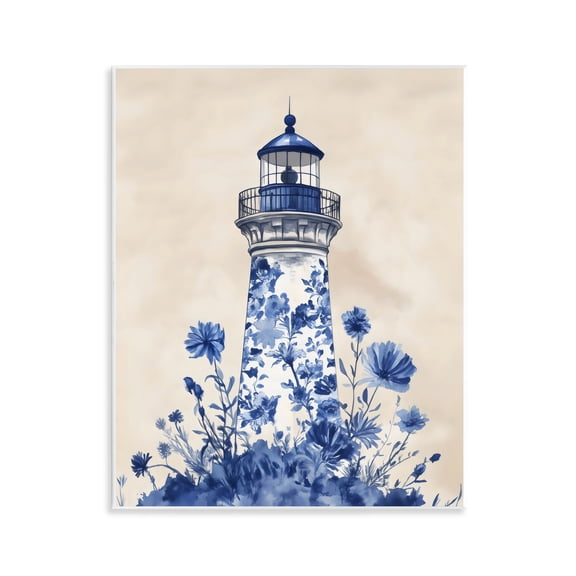 Stupell Industries Blue Floral Lighthouse Wall Plaque Art, design by Arlington Prints, 14 x 11