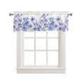 thumbnail image 1 of Blue Floral Linen Curtain Valance for Bedroom/Bathroom/Kitchen/Office/Living/Dining Room Window,Vintage Chic Botanical Country French Style Rod Pocket Topper Decorative Cafe Drapes Panel 42"x18", 1 of 6