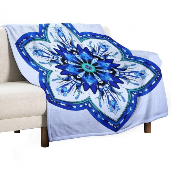 Blue Floral Mandala Art(2)-1 Blankets Bedroom Living Room Sofa Throw Blankets for Beds