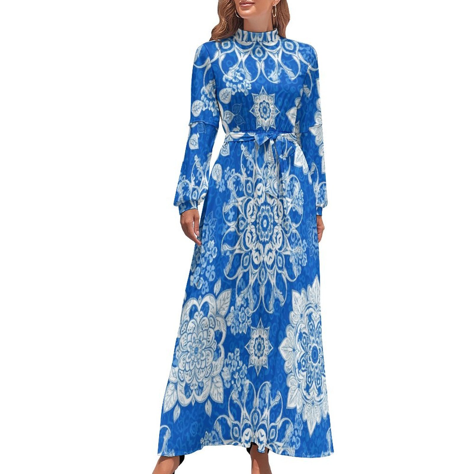 Culture Kendall long dress blue graphic