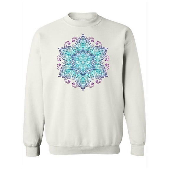 Blue Floral Mandala. Sweatshirt Women -Image by Shutterstock, Female XX-Large