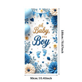 thumbnail image 1 of Blue Floral Oh Baby Banner Boy Announcement for Baby Shower Party Newborn Celebration, 1 of 7