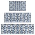 thumbnail image 1 of Blue Floral Ornament Pattern Kitchen Rugs Sets Of 3,Kitchen Runner Rugs Non Skid Washable,Decorative Kitchen Floor Mats for Kitchen,Sink,Laundry,17"x30"+ 17"x47" + 17"x59", 1 of 6