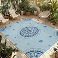 thumbnail image 1 of Blue Floral Outdoor Rug for Patio/Deck/Porch, Non-Slip Large Area Rug 5 x 8 Ft, Farmhouse Abstract Country Flowers Art Indoor Outdoor Rugs Washable Area Rugs, Reversible Camping Rug Carpet Runner, 1 of 8