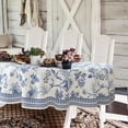 thumbnail image 1 of Blue Floral Oval Tablecloth 54x72 Inch, Blue and White French Country Tablecloth, Rustic Floral Polyester Waterproof Tablecloth for Farmhouse Kitchen Decor/Indoor and Outdoor Tables/Parties/Picnics, 1 of 6