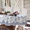 thumbnail image 1 of Blue Floral Oval Tablecloth 60x120 Inch, Blue and White French Country Tablecloth, Rustic Floral Polyester Waterproof Tablecloth for Farmhouse Kitchen Decor/Indoor and Outdoor Tables/Parties/Picnics, 1 of 6