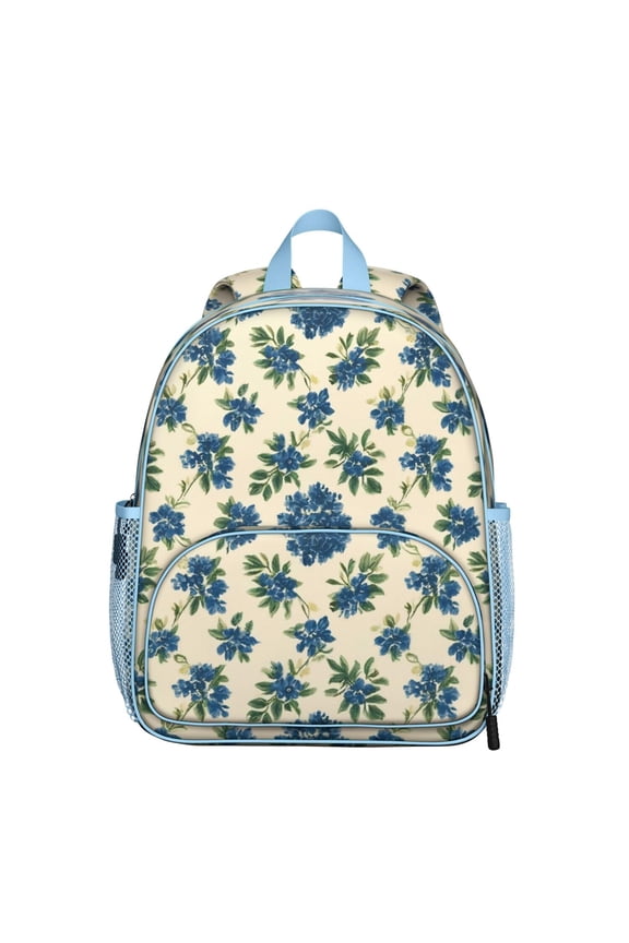 Blue Floral Pattern Backpack Backpack for School,Cute School Bag,Schoolbag with Adjustable Shoulder Straps & Padded Back,13.8"x11.4"x6"