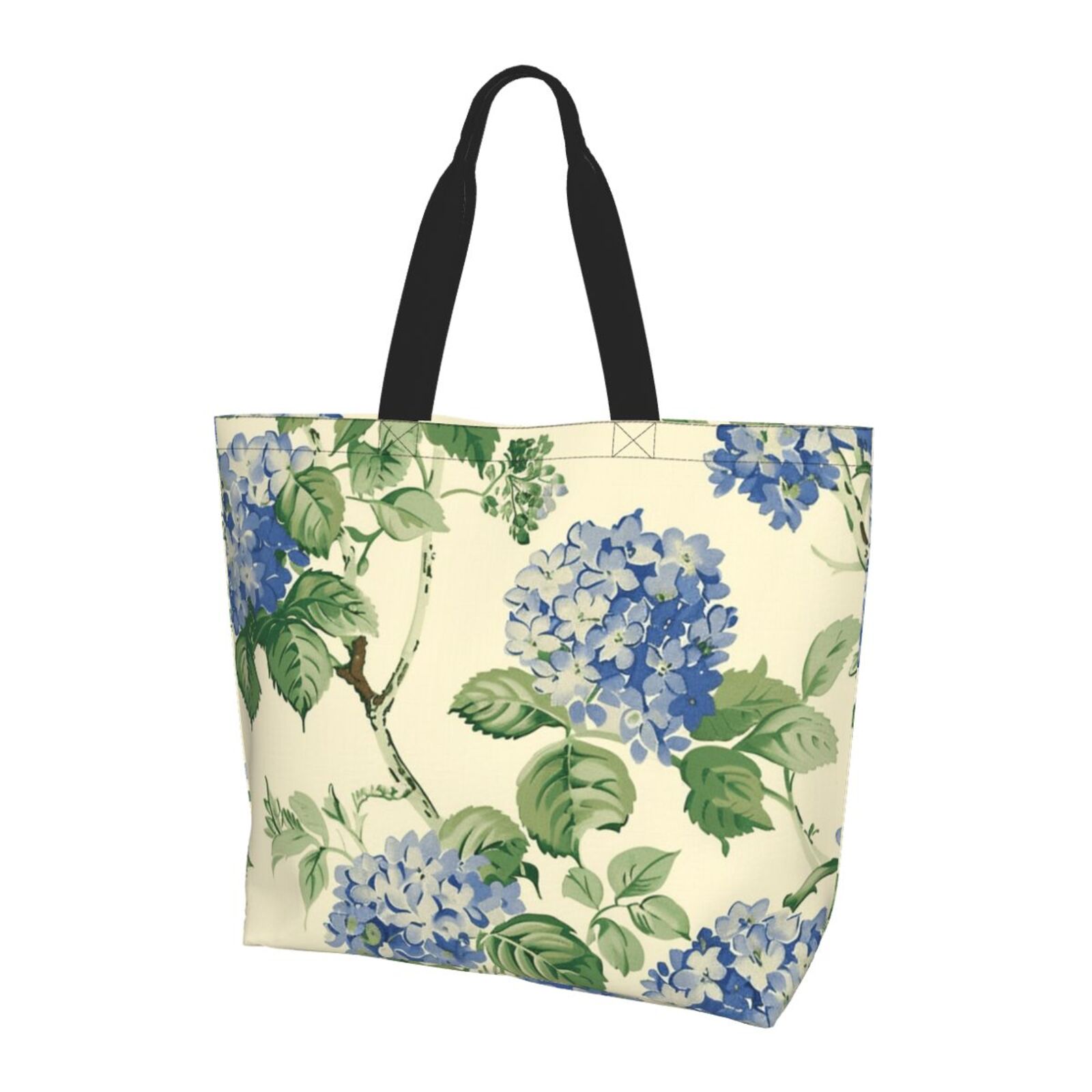 Floral Print Double-Sided Canvas Large Tote Bag