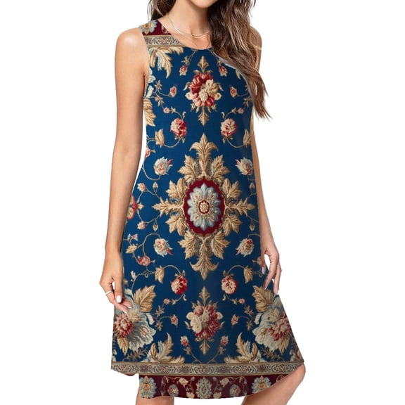 Blue Floral Pattern Dress Loose Women'S Dress Beach Dresses With Pockets Dresses For Womens