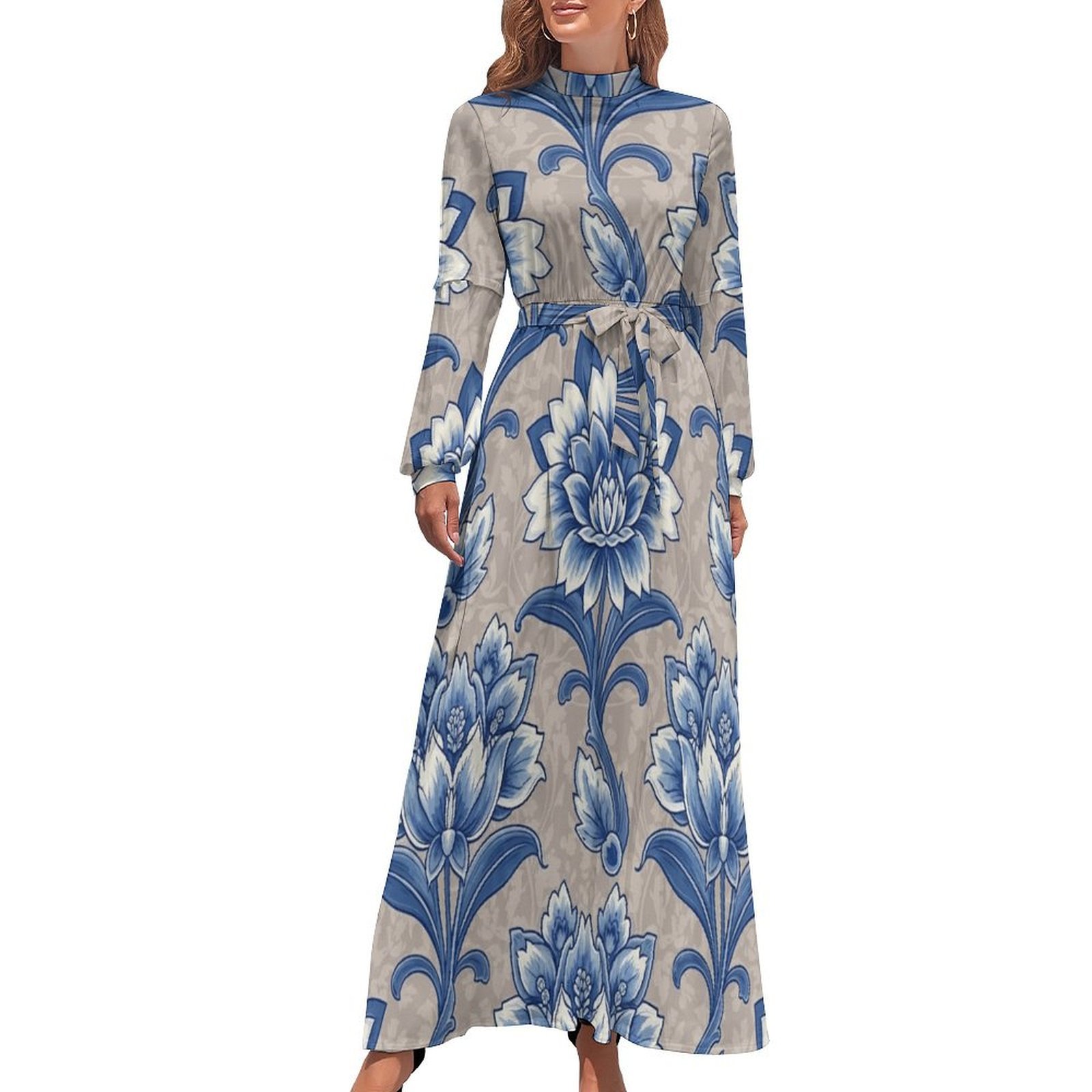 Sign Language Pattern Print Women Long Robe