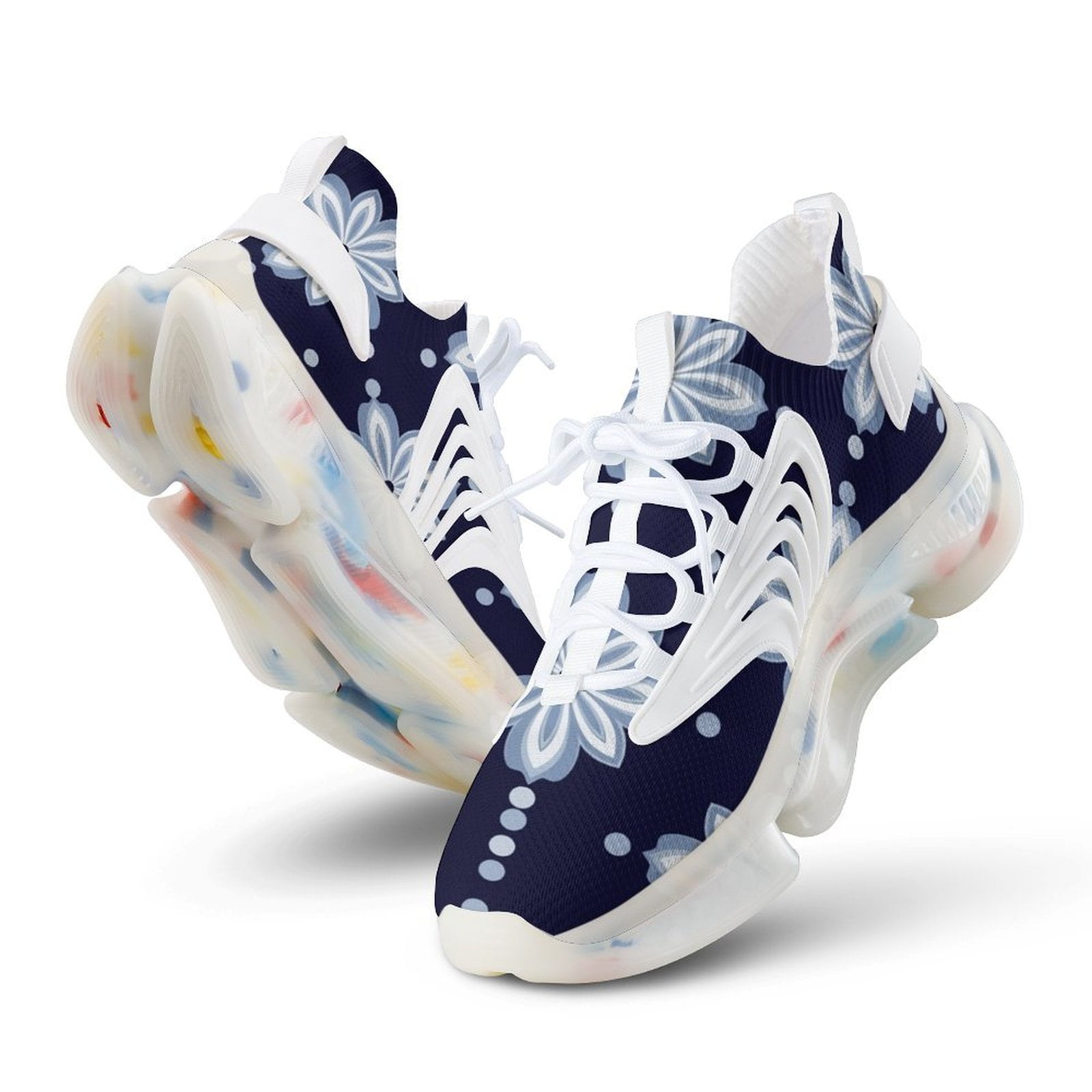 Blue Floral Pattern Repeat Walking Shoes for Men Woman Lightweight ...