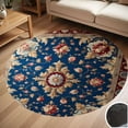 thumbnail image 1 of Blue Floral Pattern Round Carpet Living Room Bedroom Home Decoration Coffee Table Mat Lounge Rug Chair Mats, 1 of 5