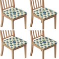 thumbnail image 1 of Blue Floral Pattern Seat Covers for Dining Room Chairs Set Of 4,Stretch Printed Washable Chair Seat Cover with Elastic Ties and Button,Removable Waterproof Couch Cushion Covers, 1 of 6