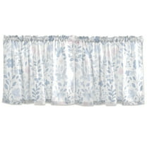 Blue Floral Pattern Tier Curtains for Kitchen 57x24 Inch Semi Sheer Light Filtering Half Window Curtains 2 Panels