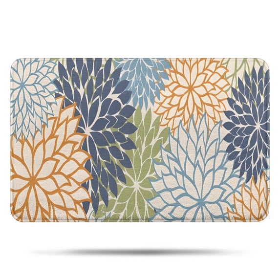 Blue Floral and Petal Pattern Bathroom Rugs Mat,Non Slip Microfiber Bathroom Rug,Rubber Backing,Soft Bathroom Mats for Bathroom Floor,Tub and Shower,17x27in(43x68cm)