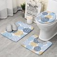 thumbnail image 1 of Blue Floral and Petal Pattern Bathroom Rugs Sets 3 Piece,Toilet Cover Set,Absorbent Non Slip Bathroom Mats Sets with U-Shaped Contour Rug Toilet Rug Set, 1 of 5