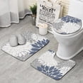 thumbnail image 1 of Blue Floral and Petal Pattern Bathroom Rugs Sets 3 Piece,Toilet Cover Set,Absorbent Non Slip Bathroom Mats Sets with U-Shaped Contour Rug Toilet Rug Set, 1 of 5