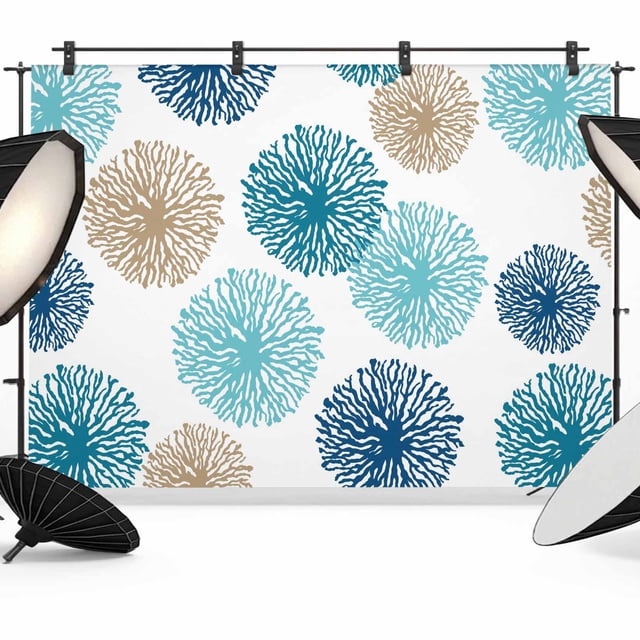 Blue Floral Photography Backdrop 7x5FT, Modern Blue Khaki Dandelion ...