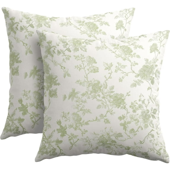Blue Floral Pillow Covers 18x18 Inch Set of 2 Blue and Cream Chinoiserie Flower Outdoor Decorative Throw Pillows Vintage Rustic Toile Pillowcases Cushion Covers for Couch Home Decor