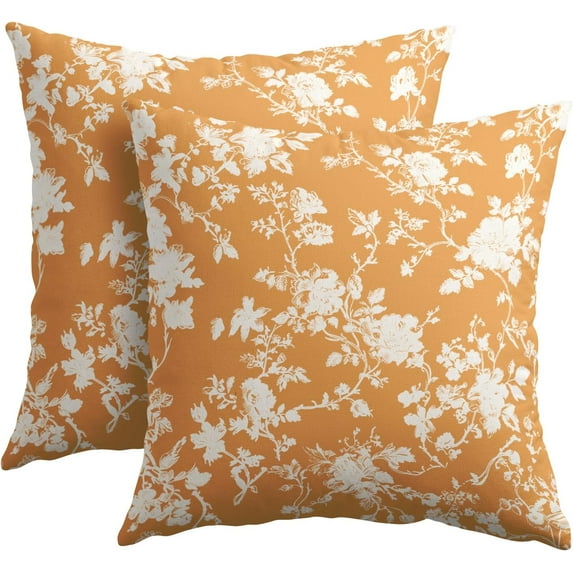 Blue Floral Pillow Covers 18x18 Inch Set of 2 Blue and Cream Chinoiserie Flower Outdoor Decorative Throw Pillows Vintage Rustic Toile Pillowcases Cushion Covers for Couch Home Decor