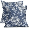 thumbnail image 1 of Blue Floral Pillow Covers 18x18 Inch Vintage Flower Blue White Decorative Throw Pillow Covers Set of 2 Chinoiserie Pillowcases Cotton Linen Square Cushion Covers For Couch Bed Sofa Chair Car Decor, 1 of 6