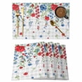 thumbnail image 1 of Blue Floral Placemats Set of 12, Red Flowers Country Leaves Rustic Plaid Placemats for Dining Table, Place Mats for Kitchen Tabletop, Waterproof Wipeable Dining Table Mats Set, 1 of 9