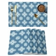 thumbnail image 1 of Blue Floral Placemats Set of 12, Spring Flowers Modern Abstract Art Farmhouse Placemats for Dining Table, Place Mats for Kitchen Tabletop, Waterproof Wipeable Dining Table Mats Set, 1 of 9