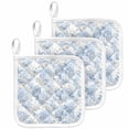 thumbnail image 1 of Blue Floral Pot Holders for Kitchen Heatproof Potholder, 3 Pack Garden Petals Flower Botanical Tree Branch Hot Pads Multipurpose Oven Pads Cloth Potholders Trivet for Cooking Baking, 1 of 8