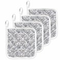 thumbnail image 1 of Blue Floral Pot Holders for Kitchen Heatproof Potholder, 4 Pack Farmhouse Vintage Flower Leaf Botanical Hot Pads Multipurpose Oven Pads Cloth Potholders Trivet for Cooking and Baking, 1 of 8