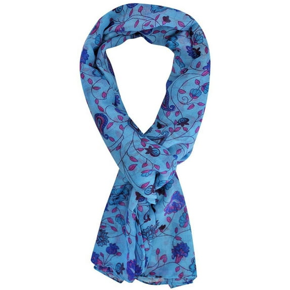 Blue Floral Print Summer Scarf