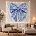 thumbnail image 1 of Blue Floral Ribbon Bow Tapestry, 1 of 7