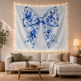 thumbnail image 1 of Blue Floral Ribbon Bow Tapestry, 1 of 7