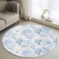 thumbnail image 1 of Blue Floral Round Area Rug 3.3 FT, Non Slip Small Entryway Kitchen Mat, Garden Petals Flower Botanical Tree Branch Washable Soft Circular Rug Non-Shedding Door Mat for Bathroom Playroom Kids Room, 1 of 9
