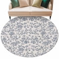 thumbnail image 1 of Blue Floral Round Area Rug 5ft Washable Large Round Rug for Living Room, Soft Non-Slip Circle Rugs for Dining Room, Farmhouse Vintage Flower Leaf Botanical Floor Carpet for Bedroom Entryway Office, 1 of 9