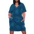 thumbnail image 1 of Blue Floral Seamless Pattern Design Summer Sundress for Curve Women Casual Pattern Plus Size V Neck Short Sleeve Loose Fit Oversize Dresses, 1 of 5
