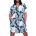 thumbnail image 1 of Blue Floral Seamless Pattern Design Women's Summer Short Sleeve Casual Dresses Party Dress, 1 of 5
