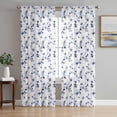 thumbnail image 1 of Blue Floral Sheer Curtains 84 Inch Length 2 Panels Set, Retro Blossom Flower Botanical Leaf Plant Voile Window Treatment Rod Pocket Curtains Sheers Drapes for Bedroom/Living Room/Kitchen 52"x84"x2, 1 of 7