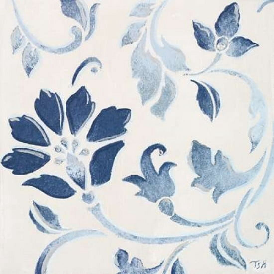 Blue Floral Shimmer I Canvas Art - Tiffany Hakimipour (24 x 24)