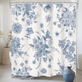 thumbnail image 1 of Blue Floral Shower Curtain 72Wx72H Inches,Boho Vintage Navy and White Flowers Bathroom Curtains,Decorative Bird Farmhouse Shower Curtain Set,Chinoiserie Aesthetic Bathroom Decor with Hooks, 1 of 6